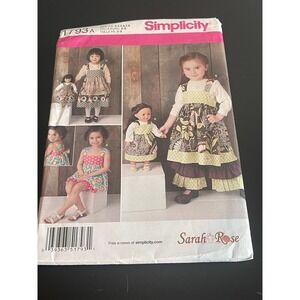 00598‎ Simplicity 1793 Child Dress Skirt Pants Jumper Sewing Pattern Size 3-8